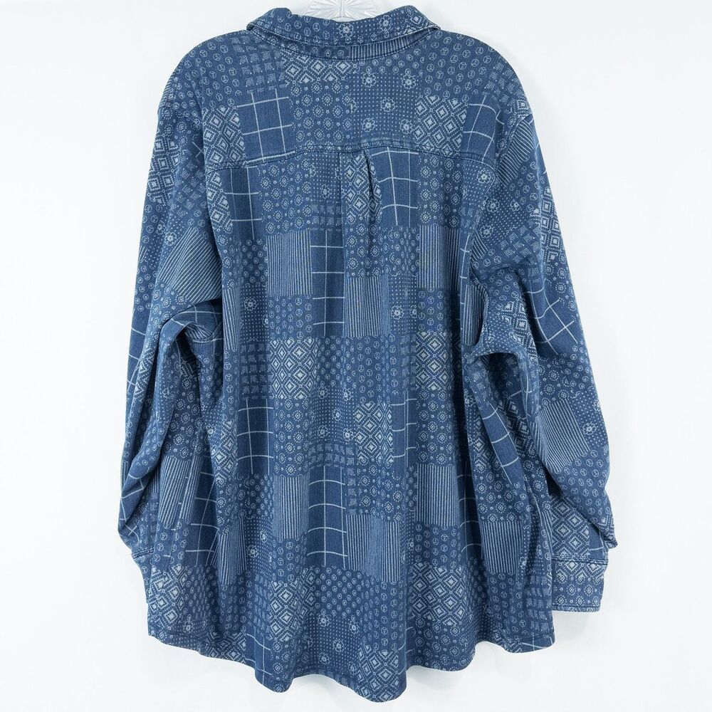 Lands End Indigo Patchwork Popover Heavyweight Sh… - image 2